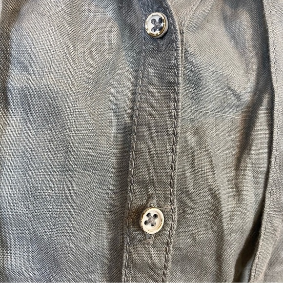 Lou & Grey Loft NWT Linen Dusty Gray Romper Sz S Tie Neck Racerback Pockets - Picture 4 of 15